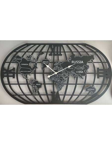 Reloj decorativo pared, mapamundi 60cm