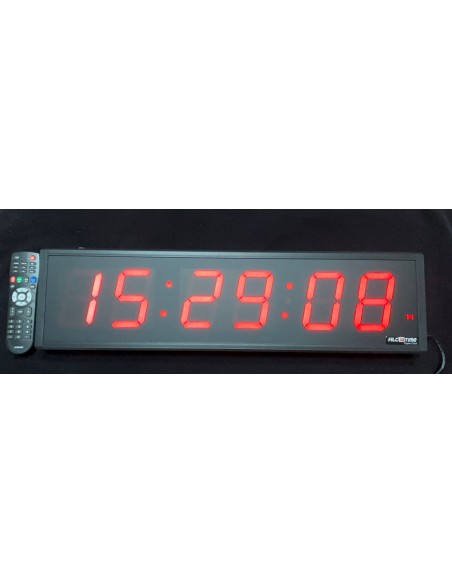 Reloj digital Alcotime grande con segundos. 70x18x4cm.