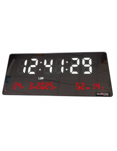 Reloj led fecha, temperatura, humedad y alarma. 36x16cm