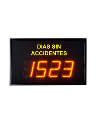 Panel LED de días sin accidentes con caracteres de 110 mm, alta luminosidad y lectura hasta 50 metros. Incremento automático dia