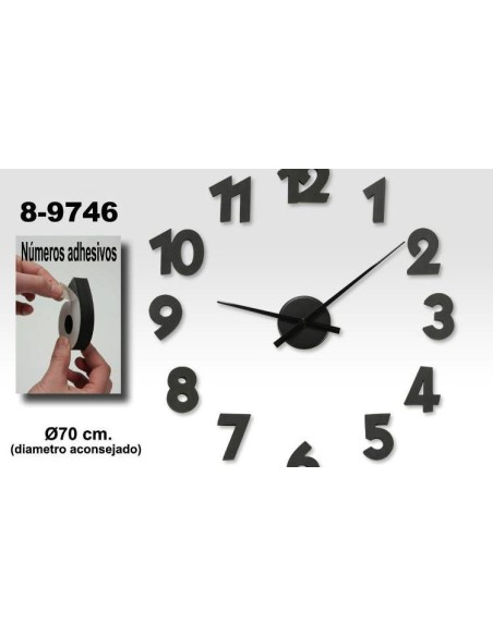 Reloj numeros adhesivos en negro