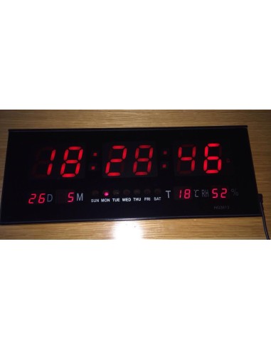 Reloj pared digital led fecha  temperatura y humedad