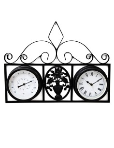 Reloj termometro pared forja flor (HI-Reloj termometro pared)