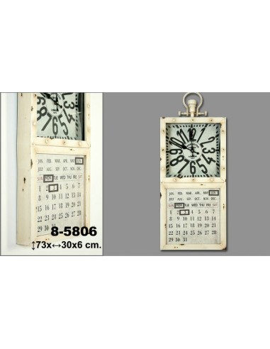 Reloj calendario de metal blanco 