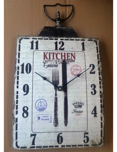 Reloj pared madera metal