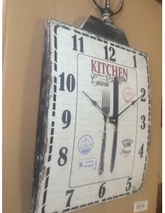 Reloj pared madera metal 2