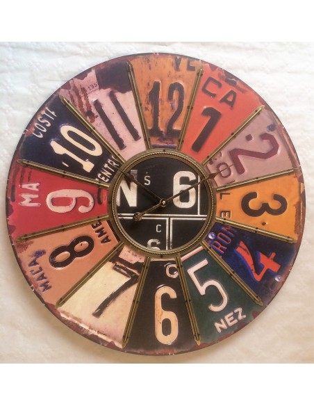 Reloj pared madera metal