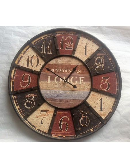 Reloj pared metal madera
