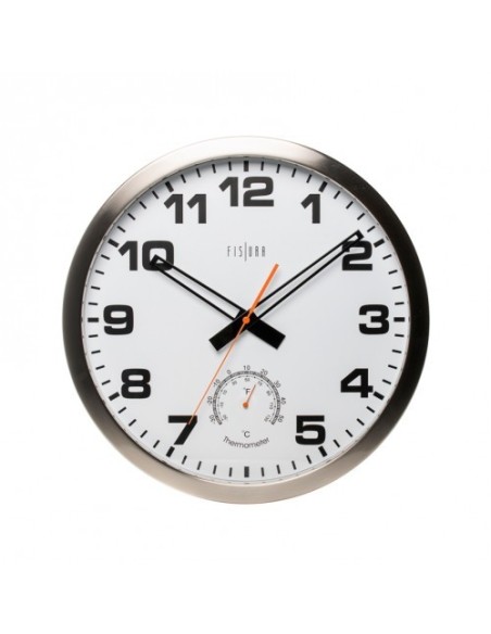 Reloj de pared con termómetro blanco