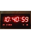 Reloj pared digital led fecha y temperatura rojo