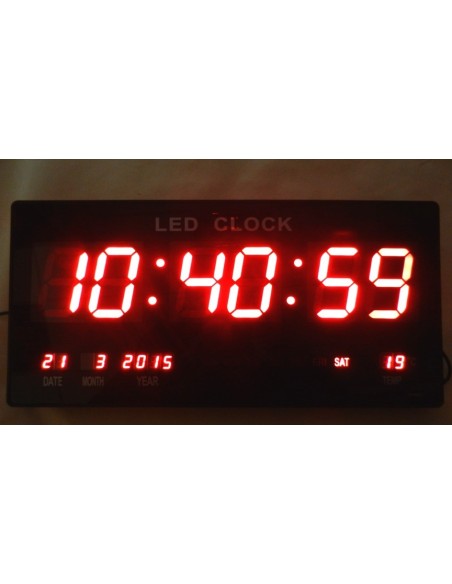 Reloj digital de pared con fecha y temperatura