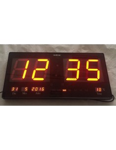 Reloj pared digital led fecha y temperatura rojo 2