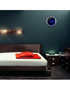 Reloj digital de pared LED  azul redondo  2