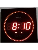 Reloj LED rojo de pared. Calendario, alarma y temperatura.