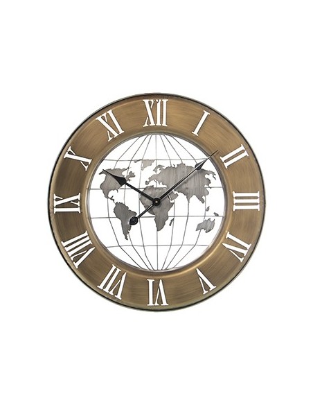 Reloj decorativo pared, mapamundi 60cm