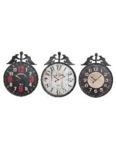 Reloj pared madera metal 2