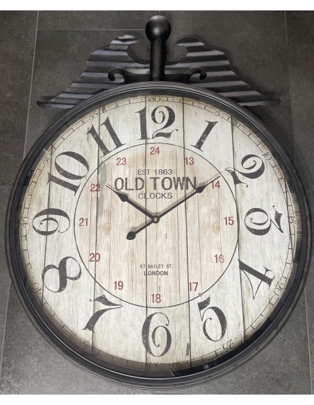 Reloj pared madera metal